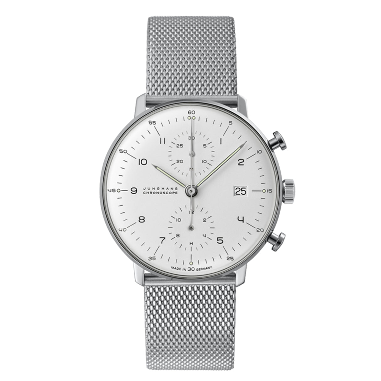 Max Bill Chronoscope Quadrante Argento Cinturino Acciaio
