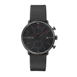 Max Bill Chrono Bauhaus Quadrante Nero Cinturino Pelle