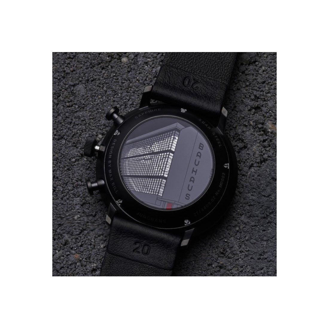 Max Bill Chrono Bauhaus Quadrante Nero Cinturino Pelle