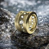 Anello Laga Berilli Azzurri in Oro Giallo 9kt