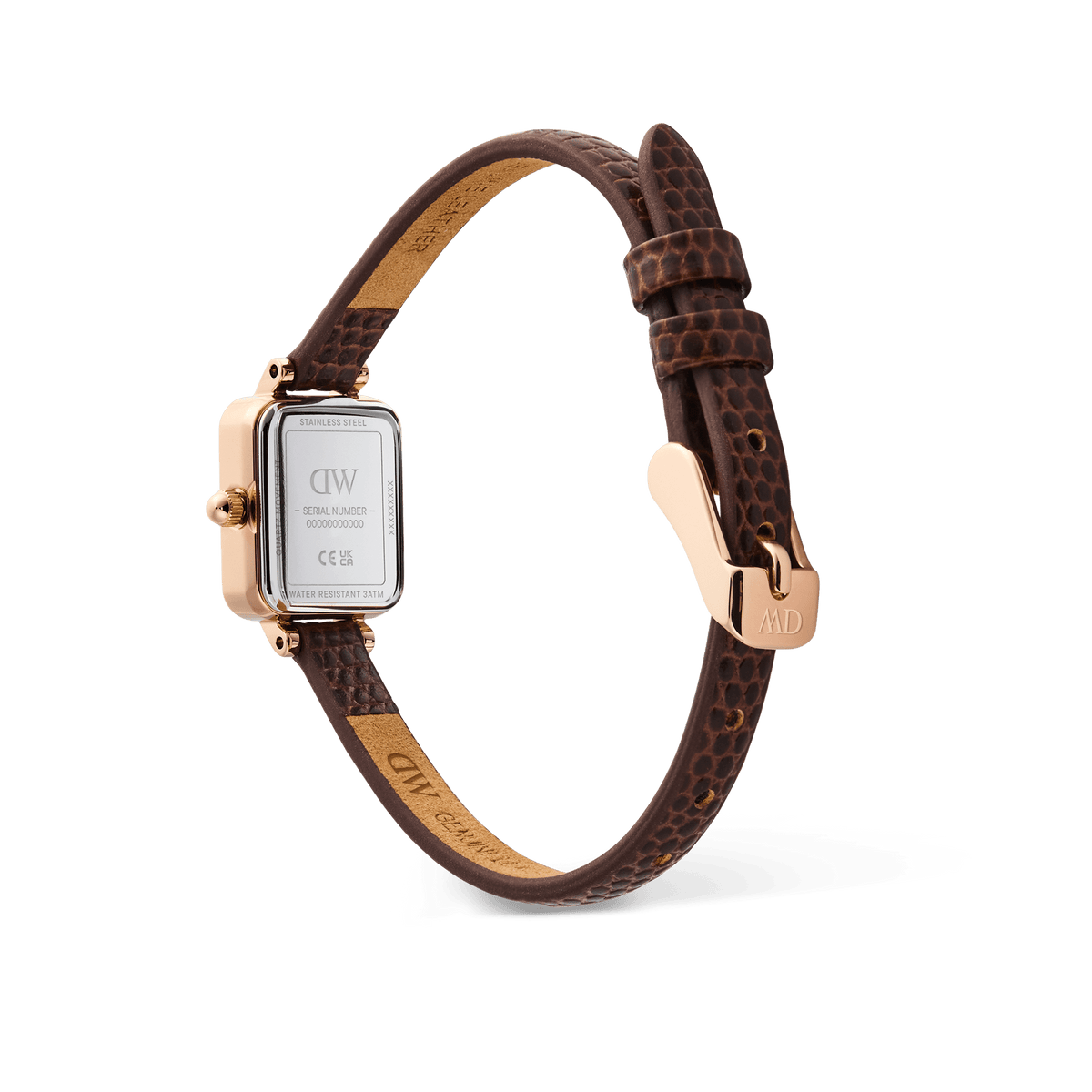 Quadro Mini Brown Lizard Padstow Rose Gold 15mm