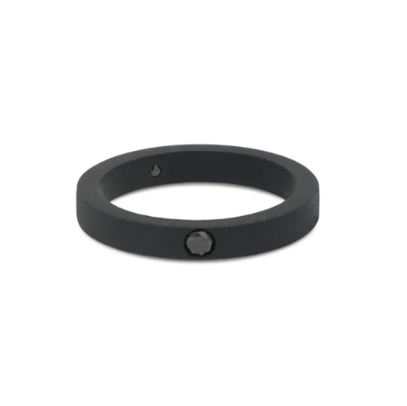 SOLITARIO UOMO IN TITANIO NERO CON DIAMANTE NERO