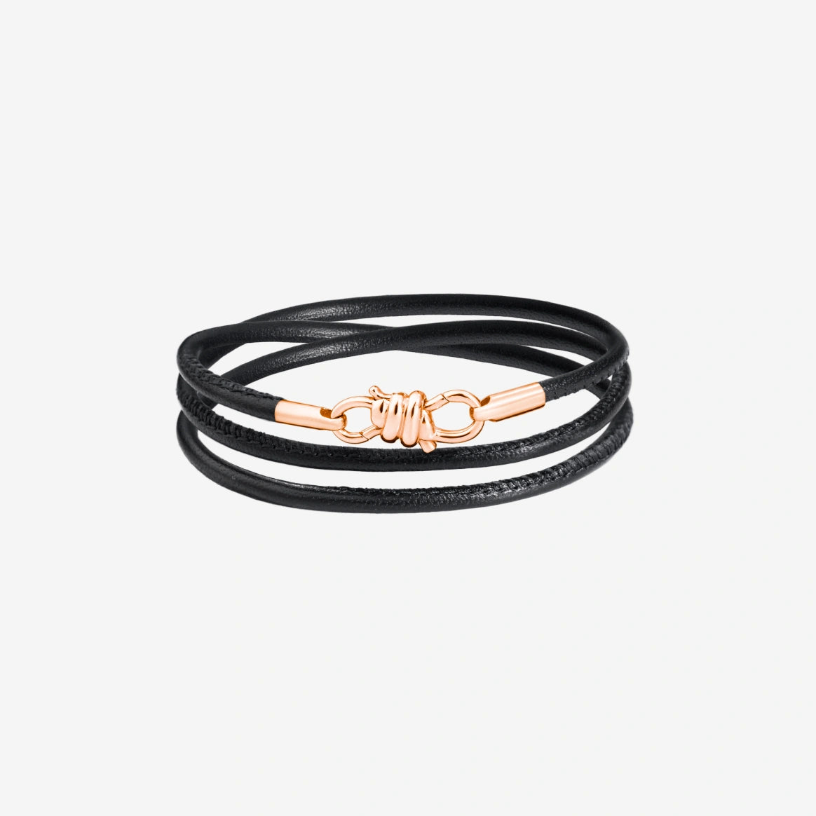 Bracciale Dodo Nodo Oro Rosa e Cordino in Pelle Nero