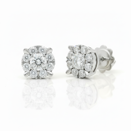 Orecchini cluster oro bianco vista mista