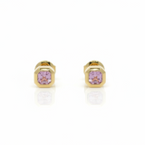 Orecchini a Lobo Oro Giallo 18kt con Zaffiri Rosa Taglio Radiant
