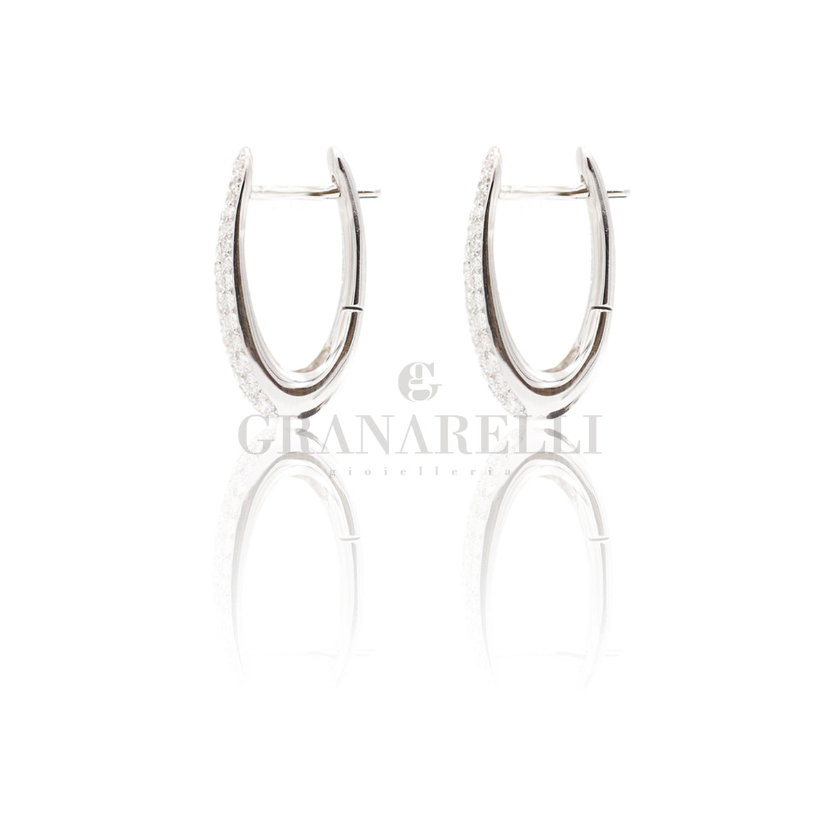 Orecchini Cerchi Ovali in Oro Bianco