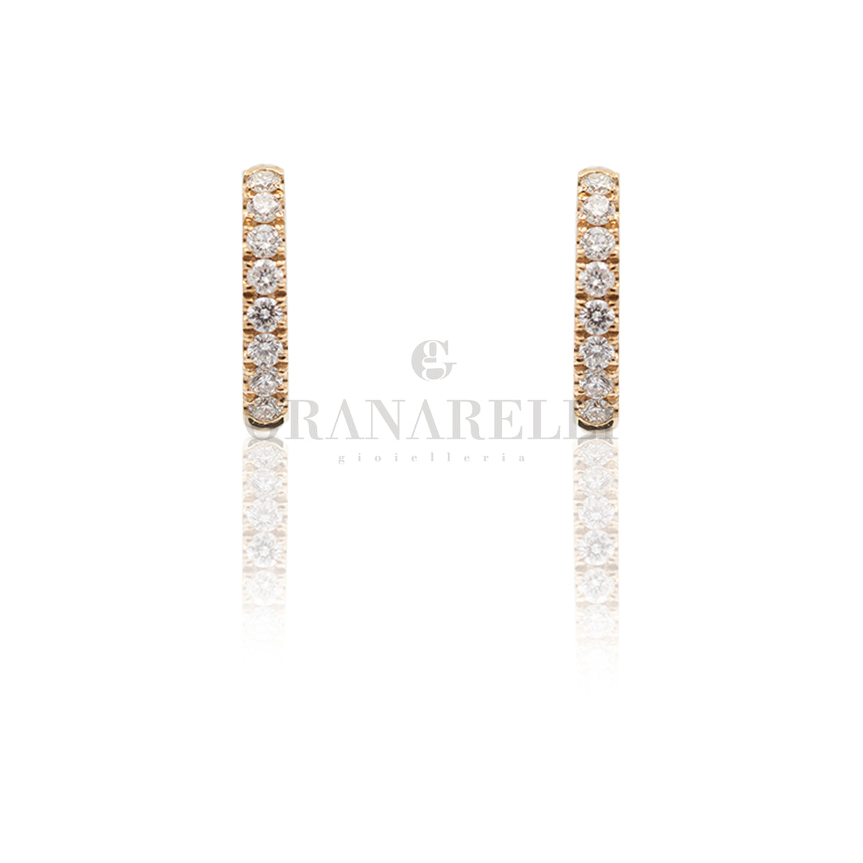 Orecchini Cerchio Ovale Diamanti in Oro Rosa