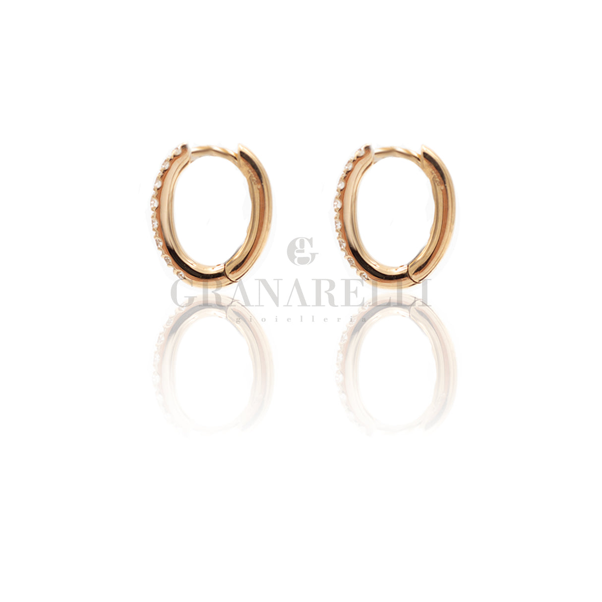 Orecchini Cerchio Ovale Diamanti in Oro Rosa