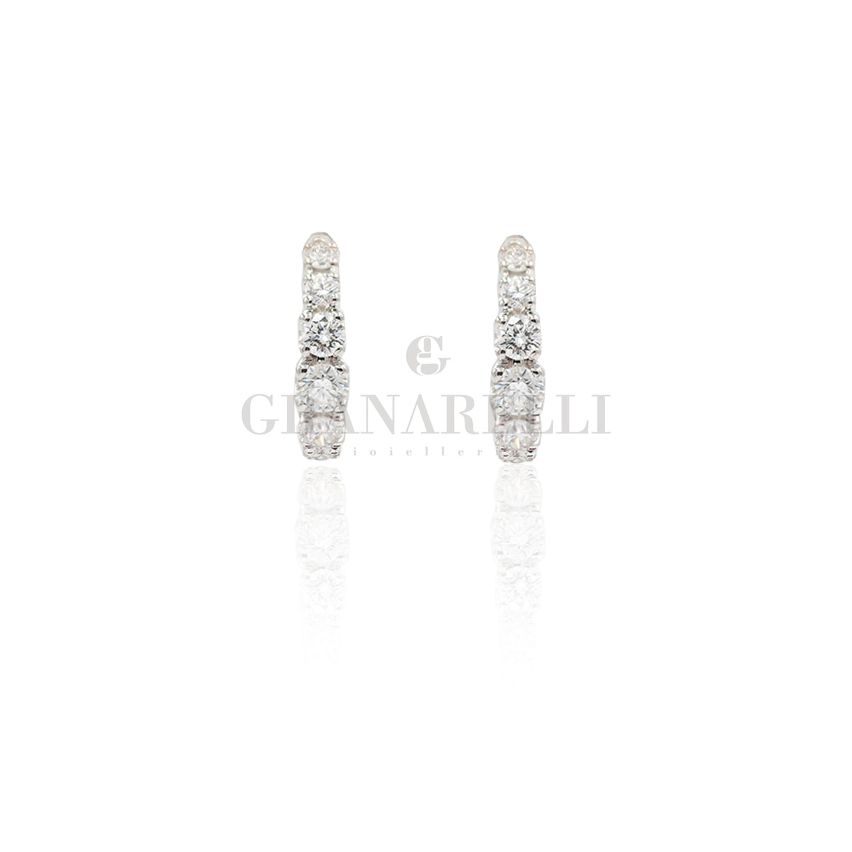 Orecchini Cerchi Oro Bianco e Diamanti