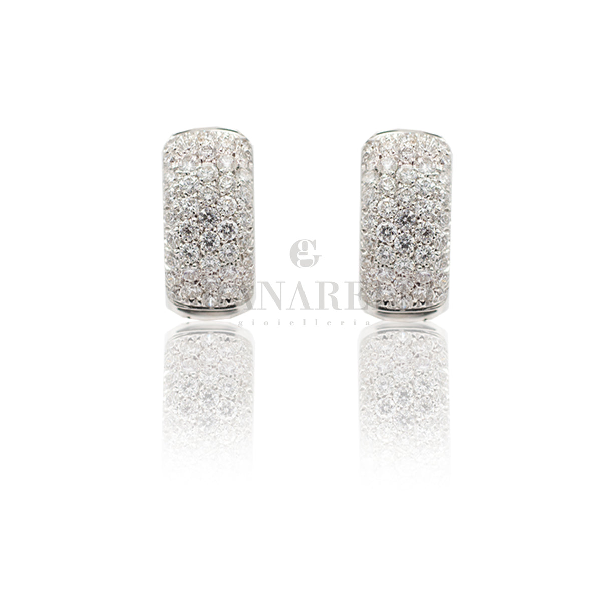 Orecchini Cerchietto pavé oro Bianco e Diamanti