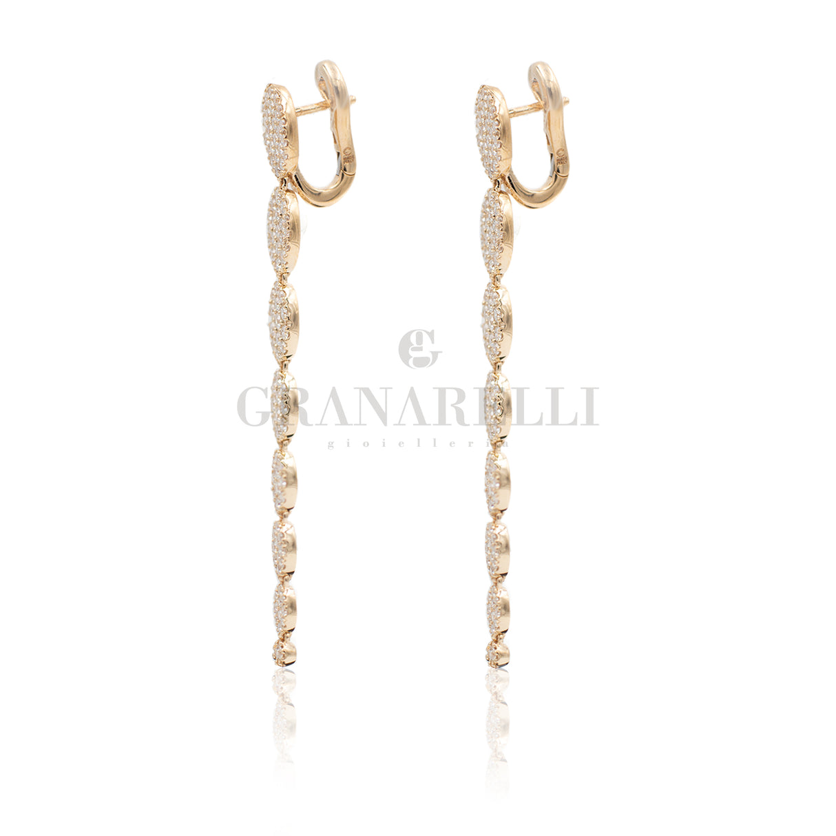 Boccole con pendenti Ovalini e Diamanti in Oro rosa