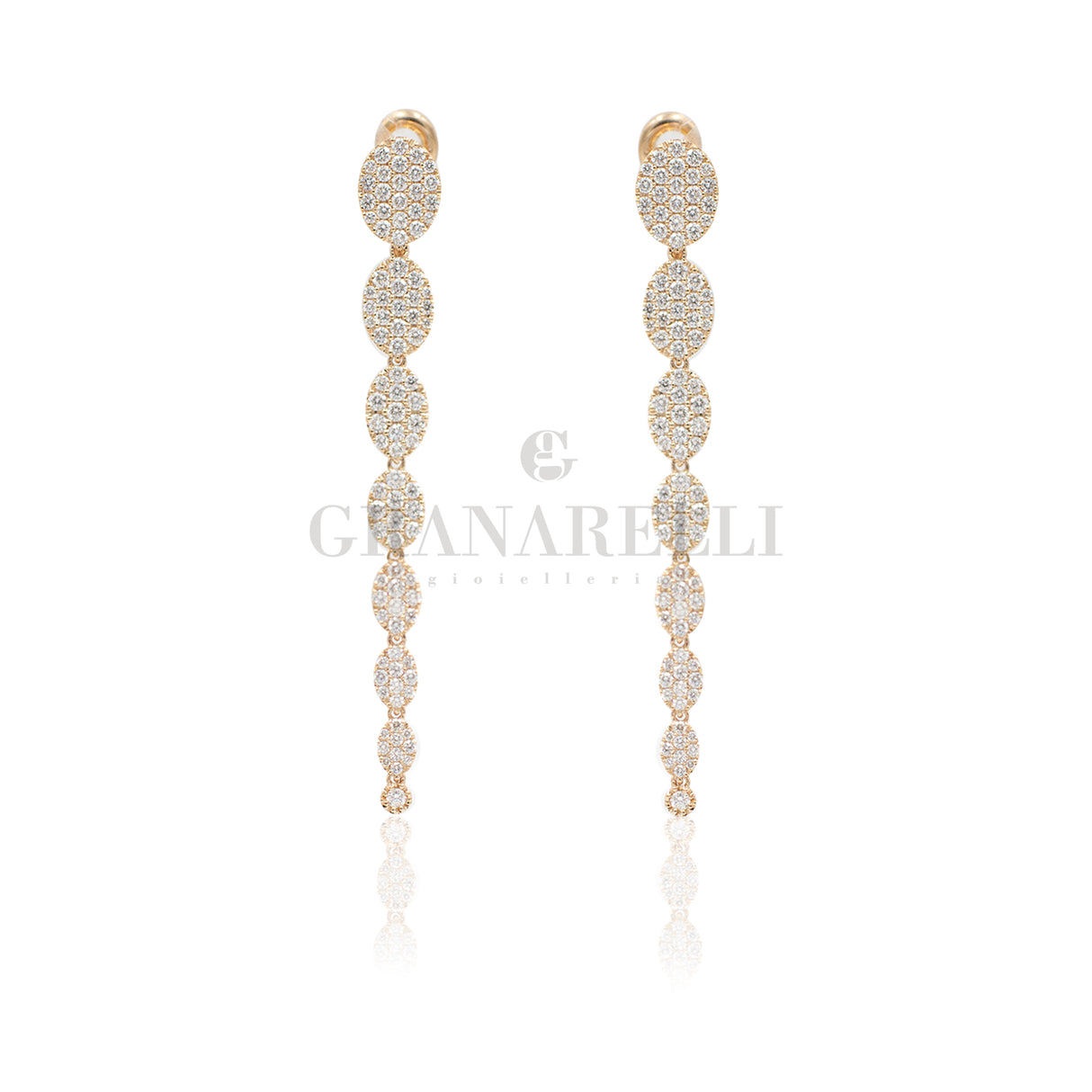 Boccole con pendenti Ovalini e Diamanti in Oro rosa