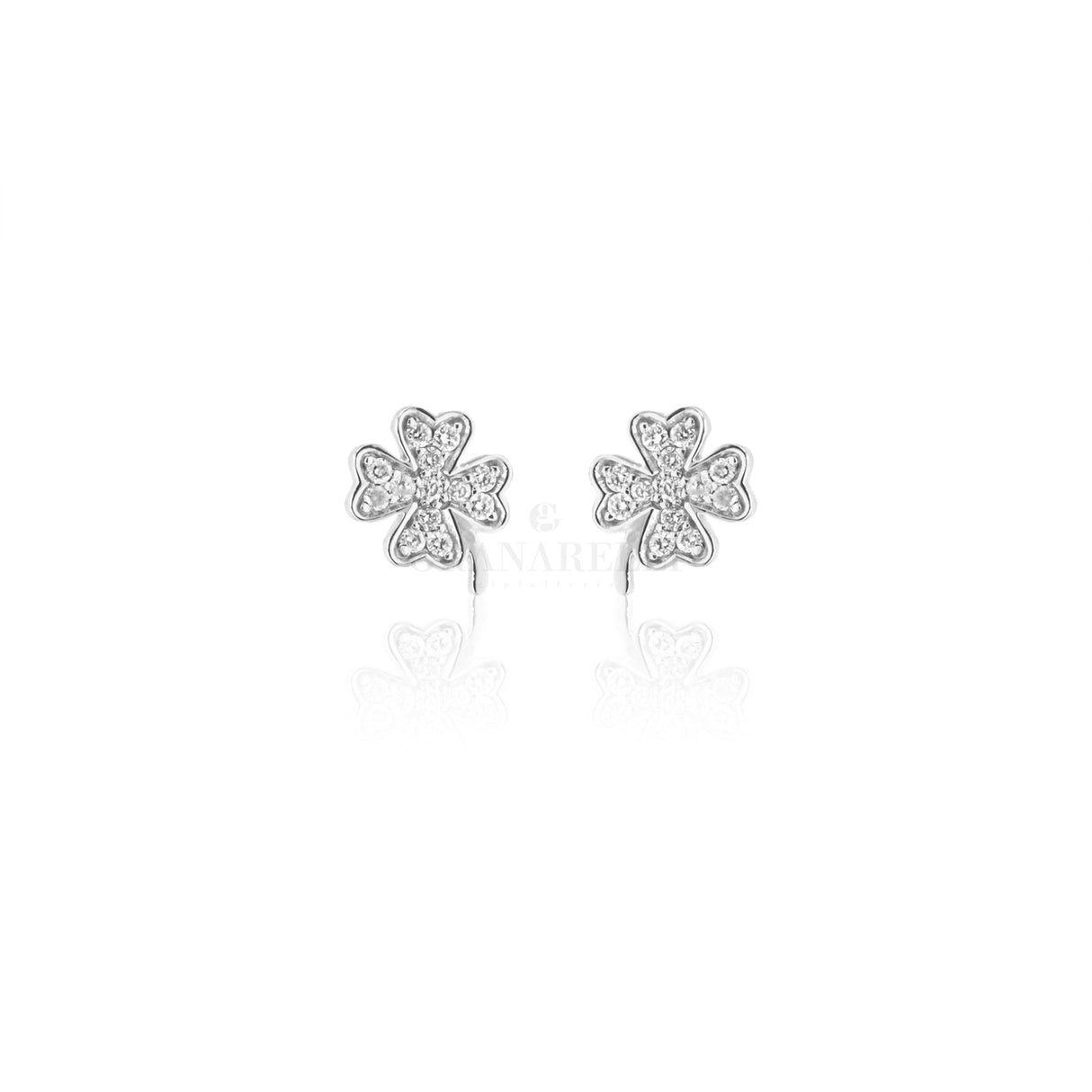 Orecchini Diamanti Quadrifoglio Oro Bianco