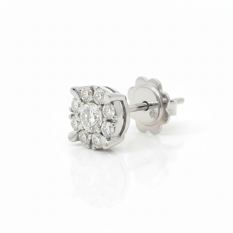 Orecchino cluster oro bianco vista laterale