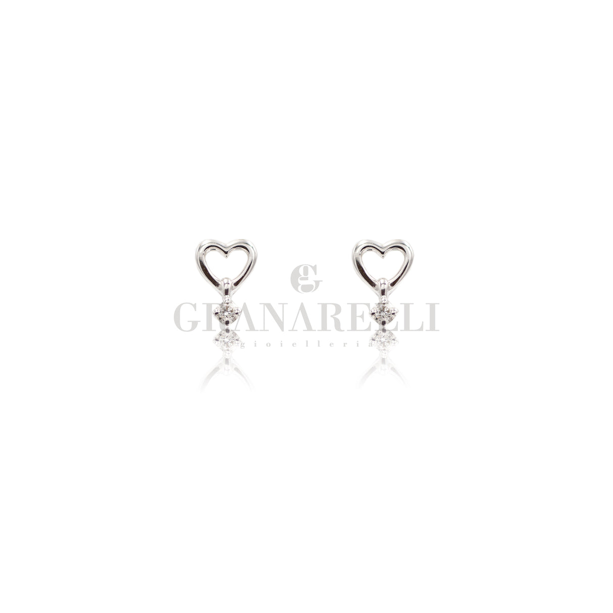 Orecchini Cuore e Diamanti Oro Bianco