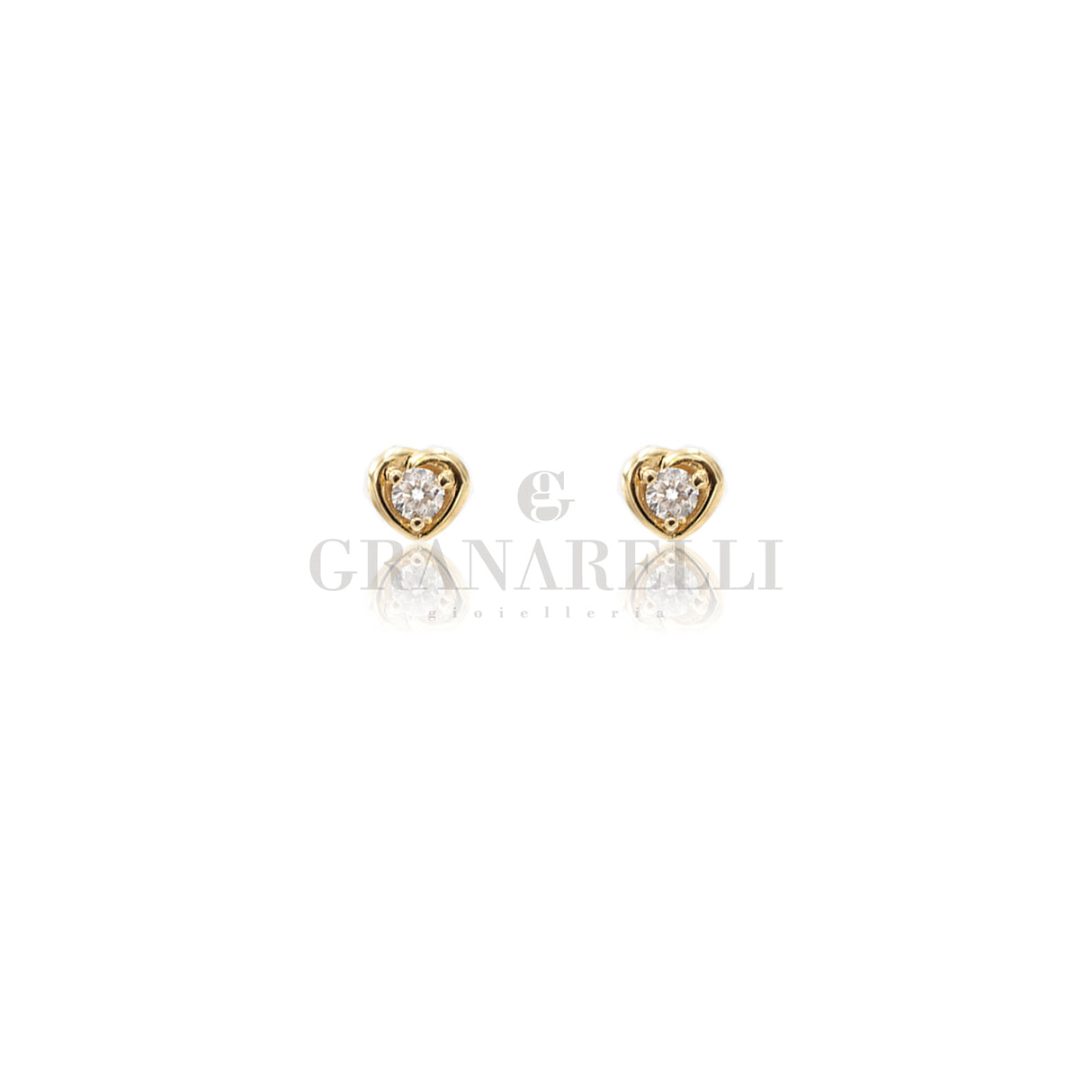Orecchini Cuore con Diamante in Oro giallo