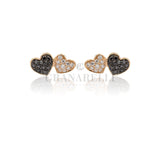 2 white and black hearts and diamonds in rose gold