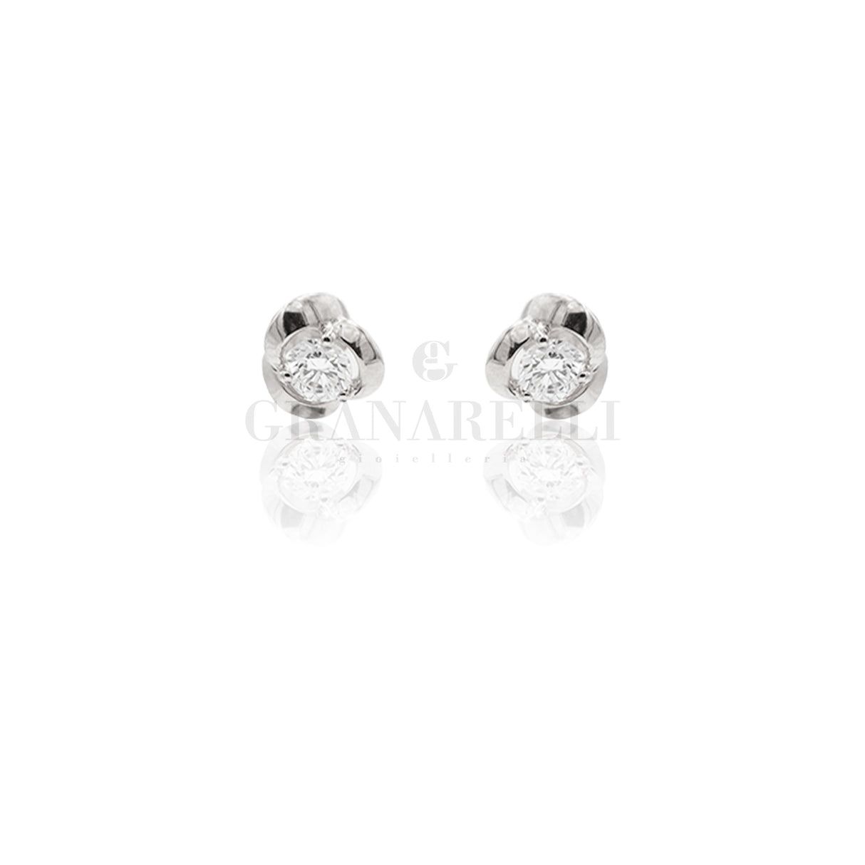 Boccole Fiore con Diamanti in Oro Bianco