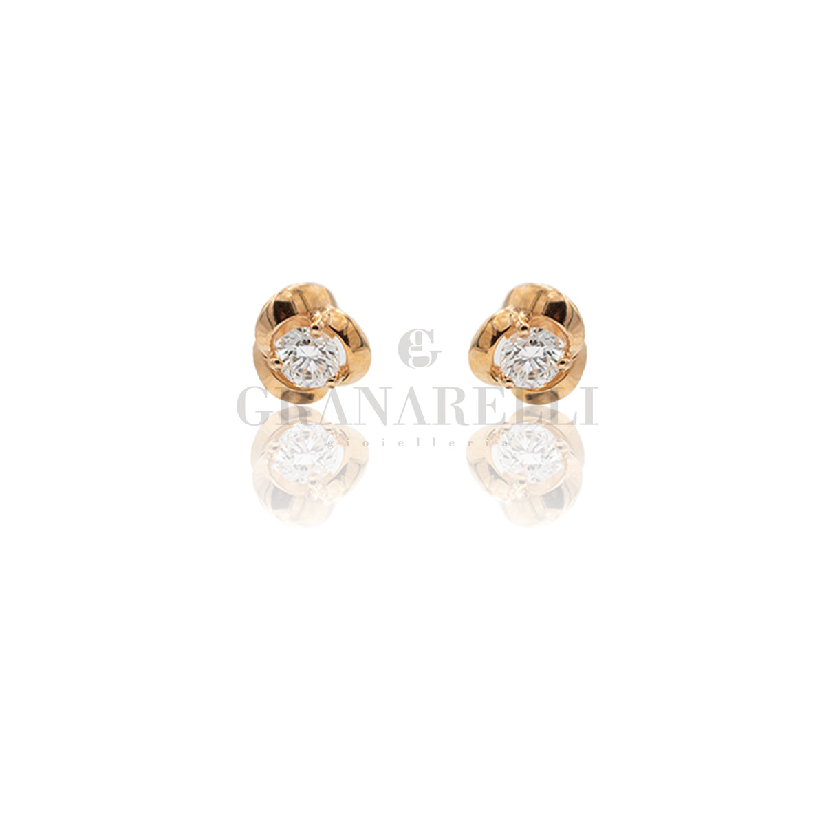 Boccole Fiore con Diamanti in Oro Rosa