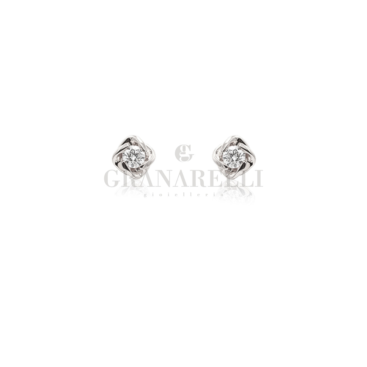 Orecchini Quadrati con Diamanti in Oro Bianco