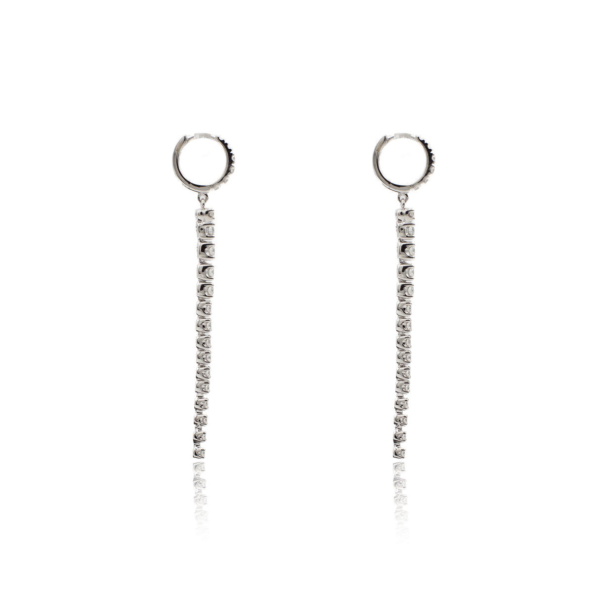 Orecchini tennis Pendente Diamanti in Oro Bianco
