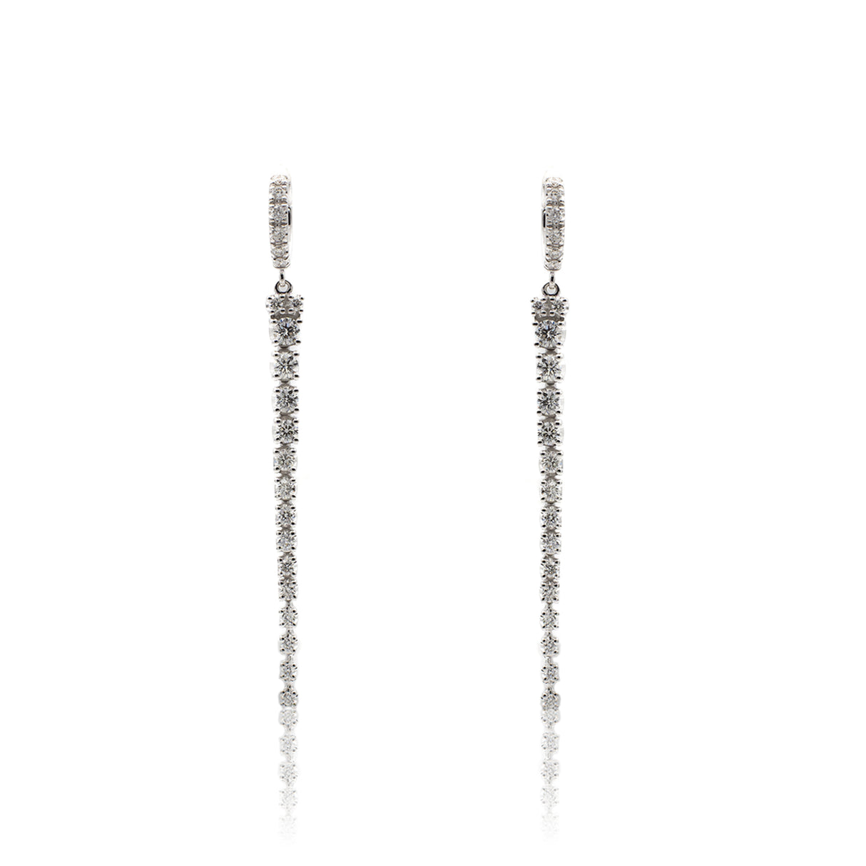 Orecchini tennis Pendente Diamanti in Oro Bianco