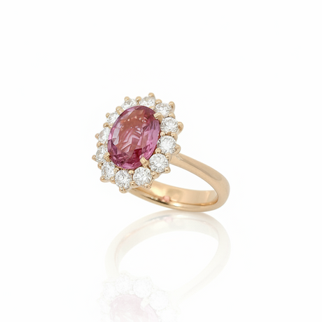 Ring pink sapphire clean background