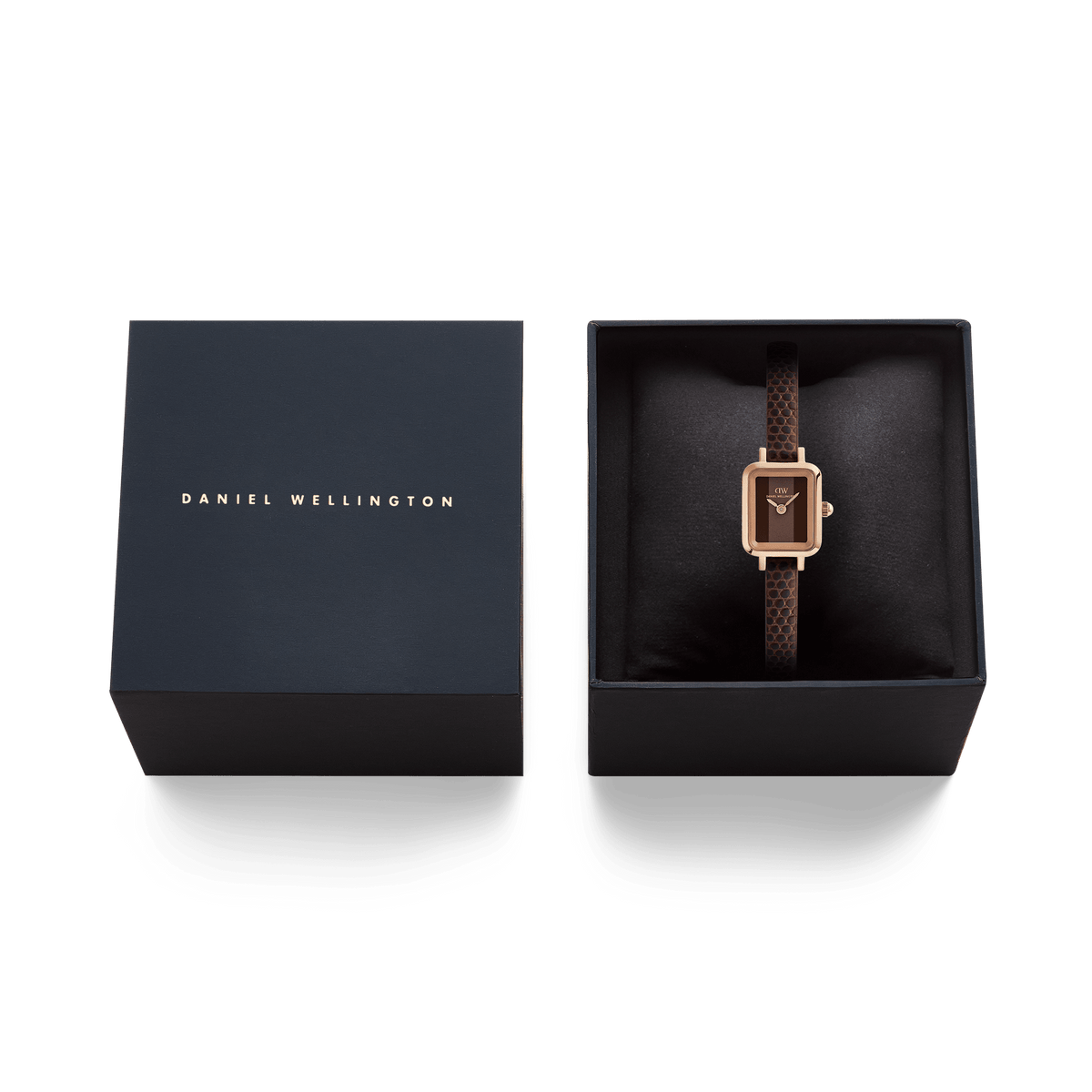 Quadro Mini Brown Lizard Padstow Rose Gold 15mm