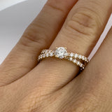 Anello Solitario Gambo di diamanti intrecciato in Oro Rosa