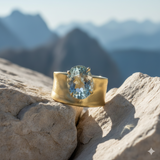 Anello Sorapis Berillo Azzurro in Oro Giallo 9kt