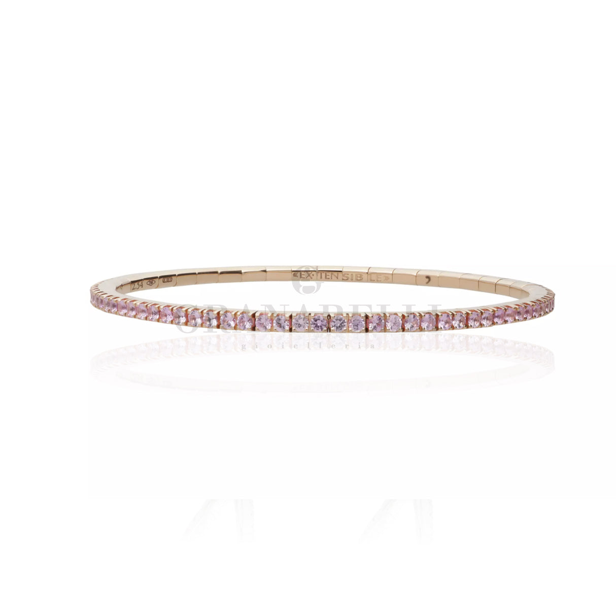 Bracciale Tennis elastico Oro Rosa e Zaffiri Rosa 2,54kt