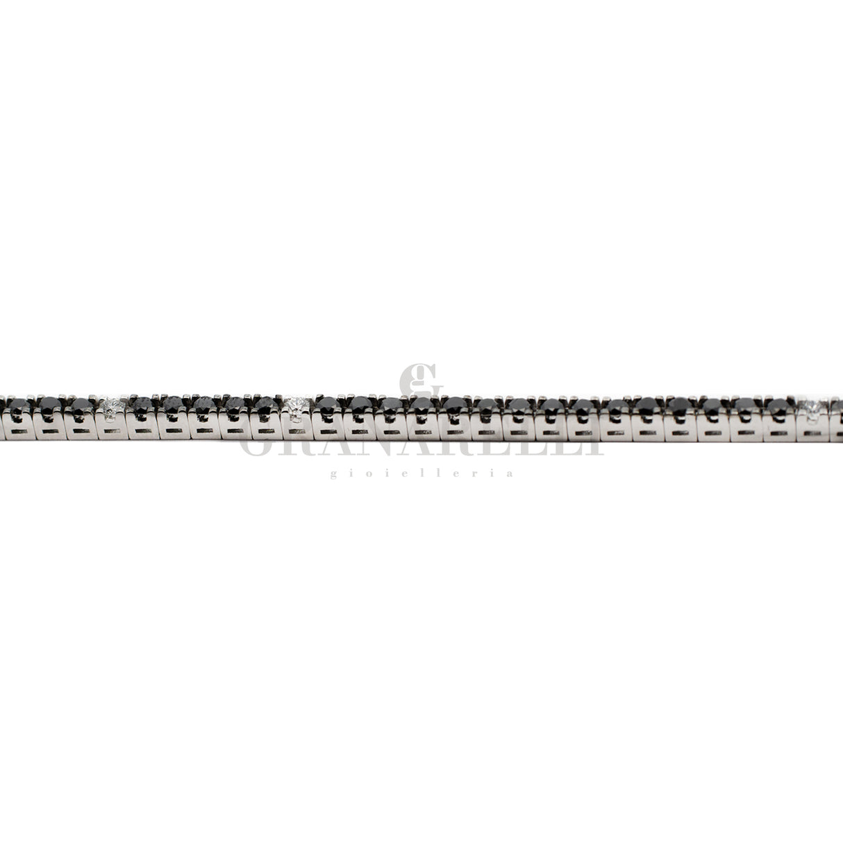 Bracciale Tennis Oro Bianco Diamanti Neri 2,25kt e Bianchi