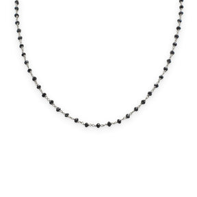 Collana Rosario Oro Bianco Brunito Nero Diamanti Neri taglio briolè CM 40-Girocolli-GRANARELLI-Gioielleria Granarelli