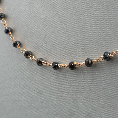 Collana Rosario Oro Rosa Diamanti Neri taglio briolè CM40-Girocolli-GRANARELLI-Gioielleria Granarelli