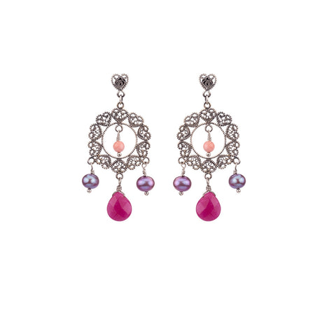 Orecchini Yvone Christa Corallo, Perle, Giada-Orecchini-YVONE CHRISTA-Gioielleria Granarelli