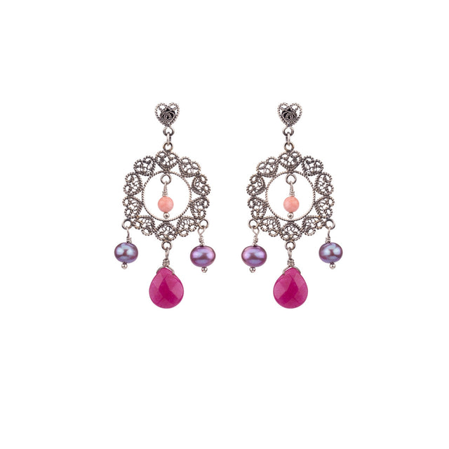 Orecchini Yvone Christa Corallo, Perle, Giada-Orecchini-YVONE CHRISTA-Gioielleria Granarelli