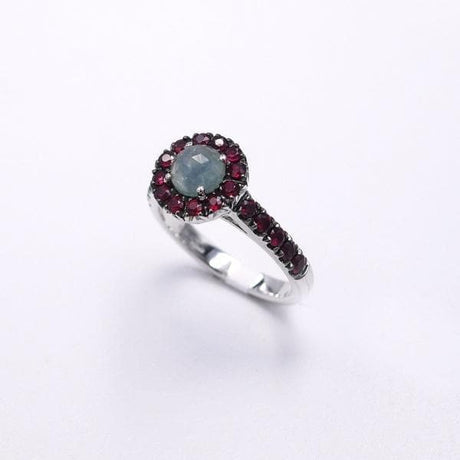 Anello Acquamarina e Rubini-Anelli-GRANARELLI- [SKU] -Gioielleria Granarelli
