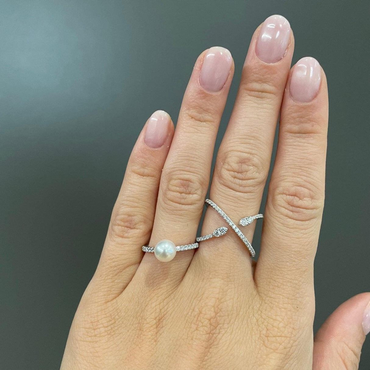 Bague avec perle et diamants or blanc or blanc – Gioielleria