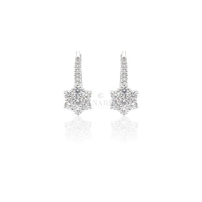 Boccola con Fiore di Diamanti in Oro Bianco 1.13kt-Orecchini-CRIVELLI-Gioielleria Granarelli
