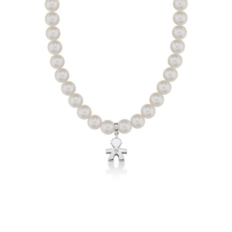 Collana Le Perle Bimbo con Diamante Oro Bianco-Girocolli-LE BEBE'-Gioielleria Granarelli