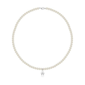 Collana Le Perle Bimbo con Diamante Oro Bianco-Girocolli-LE BEBE'-Gioielleria Granarelli