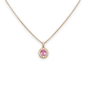 Girocollo con Zaffiro Rosa e Brillanti in Oro Rosa-Girocolli-BUONOCORE-Gioielleria Granarelli