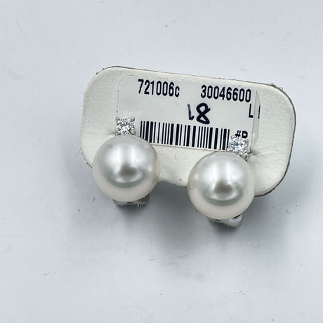 Orecchino lobo con Perla e Diamanti in Oro Bianco Ø 11.60 mm AUSTRALIA-Orecchini-CRIVELLI-Gioielleria Granarelli