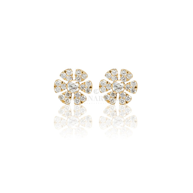 Orecchini Fiore Pavè Diamanti in Oro Giallo-Orecchini-CRIVELLI-Gioielleria Granarelli