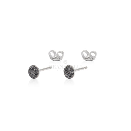 Orecchini pavè tondo in Oro Bianco e Diamanti Neri-Orecchini-CRIVELLI- [SKU] -Gioielleria Granarelli